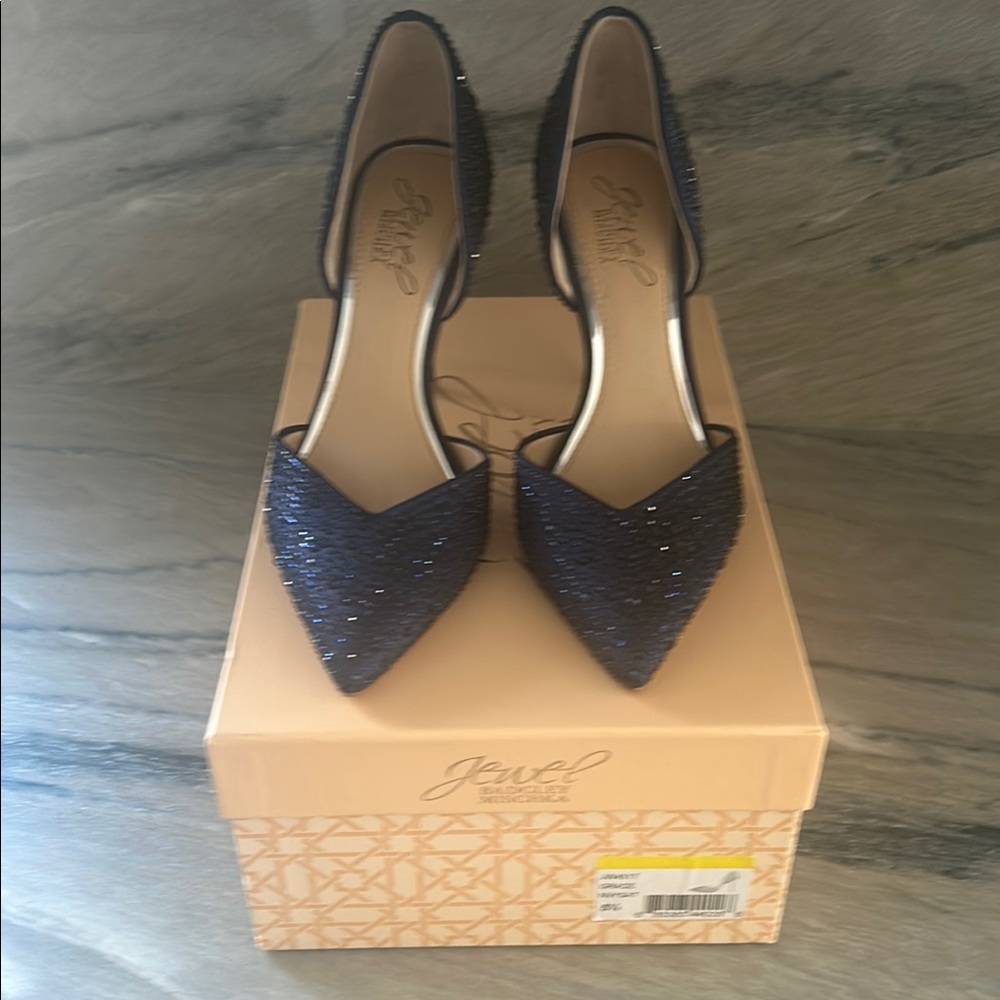 Women's Navy Glitter Heels